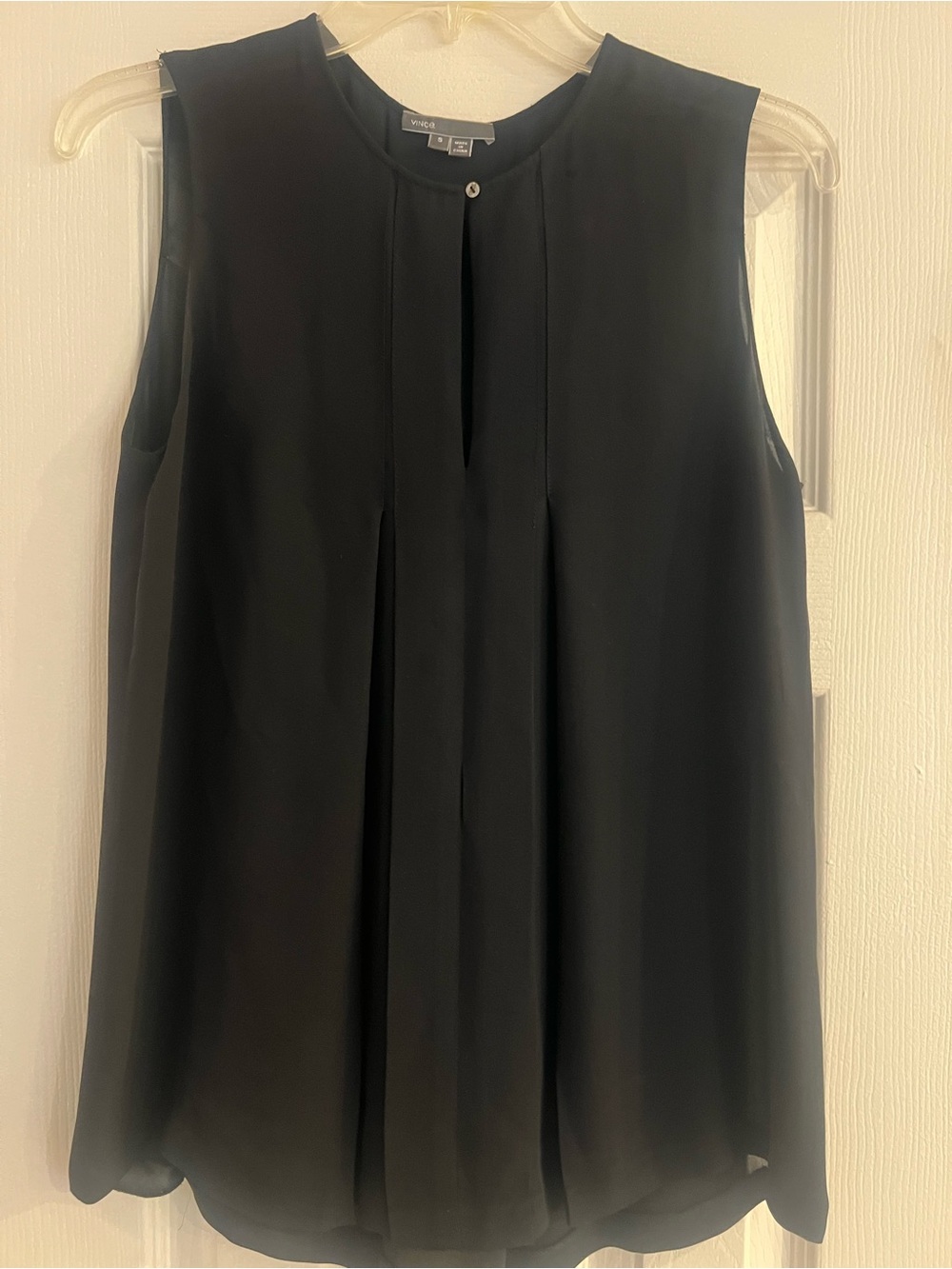 Vince Black Sleeveless Pleated Camisole